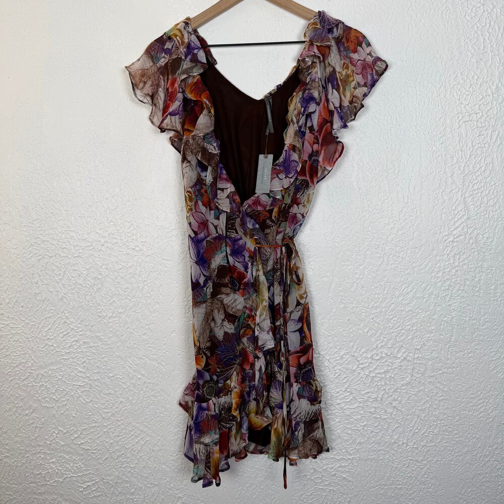 Anthropologie Floral Ruffled Mini Wrap Dress NWT Size Small Petite - Picture 2 of 5